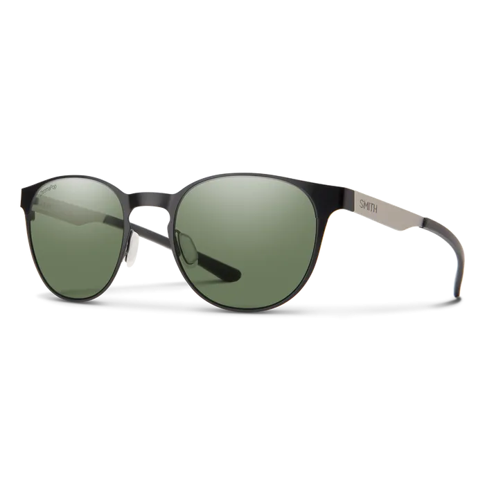 Smith Eastbank Metal Matte Black Silver Frame - ChromaPop Polarized Gray Green Lens - Polarized Sunglasses