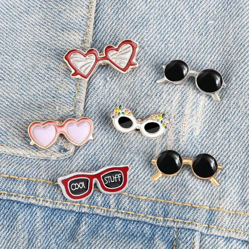 Summer Beach Sunglasses Style Brooch Fashion Enamel Pins