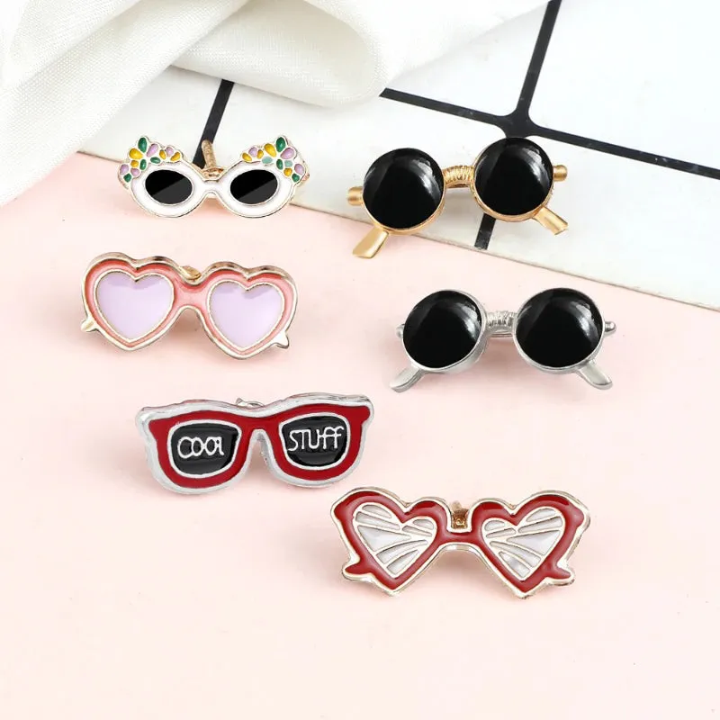 Summer Beach Sunglasses Style Brooch Fashion Enamel Pins