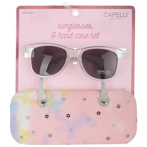 Sunglass and Case Set Round Full Frame Sunglasses Boys/Girls - Random Style Pick