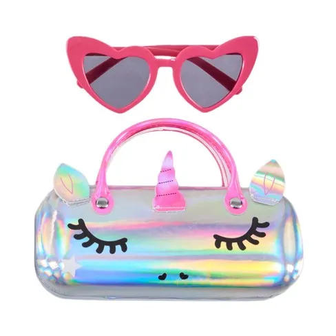 Sunglass and Case Set Round Full Frame Sunglasses Boys/Girls - Random Style Pick