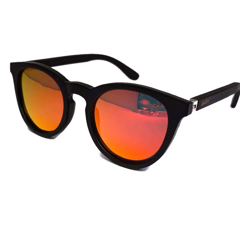 Sunset Polarized Mirror Sunglasses - Black Bamboo Frame