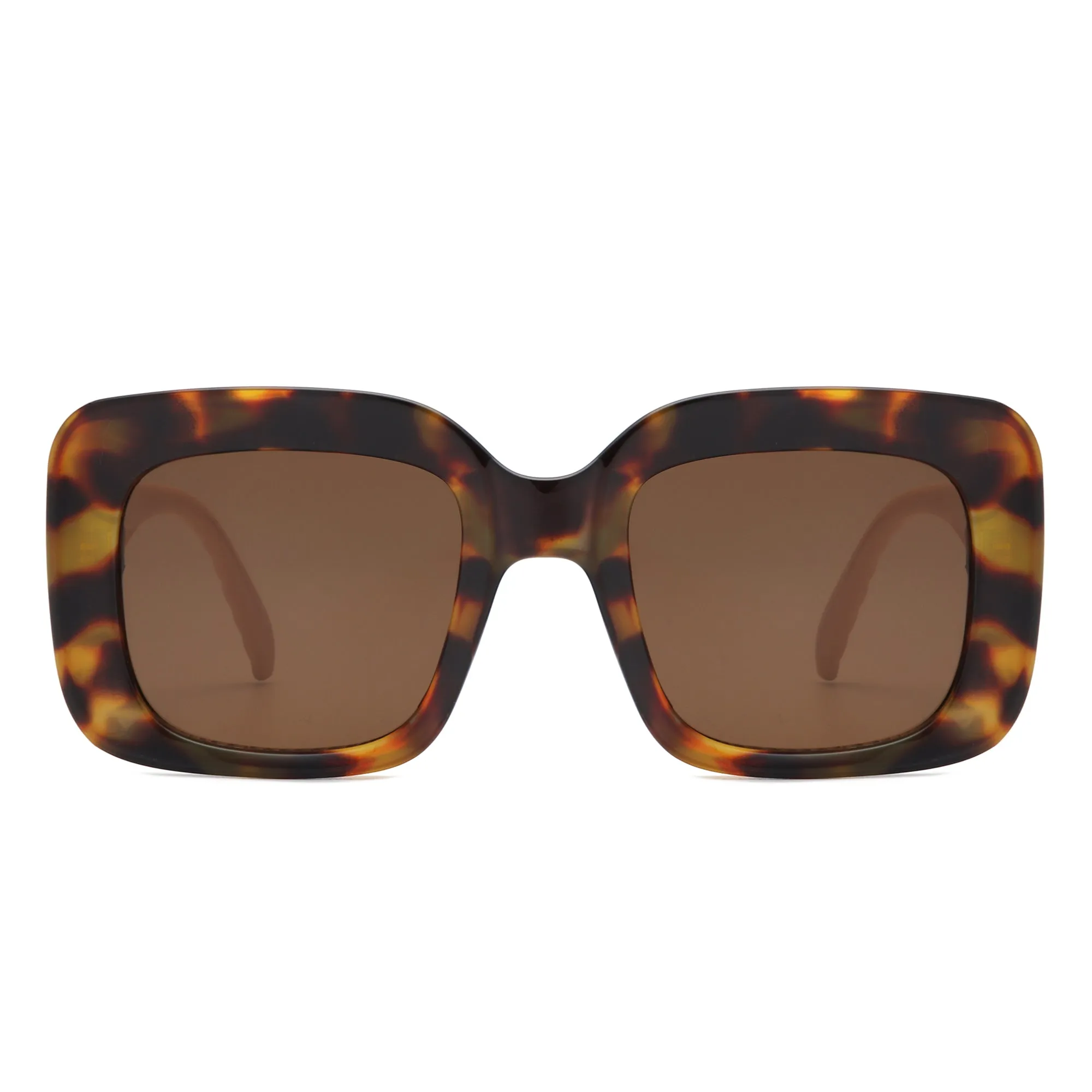 Vaelos - Chunky Flat Top Square  Thick Frame Sunglasses