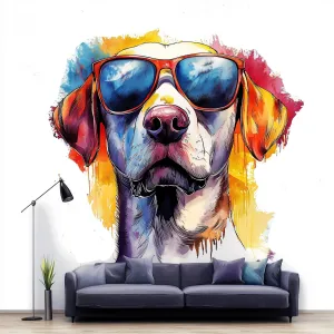 Vibrant Labrador Retriever Wall Sticker | Colorful Dog Decal with Sunglasses | Fun Animal Wall Art | Playful Pet Decor | Bold Wall Decal